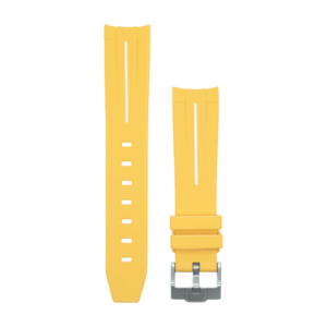 Yellow white striped Rubber Watch strap for Omega X Swatch Speedmaster MoonSwatch