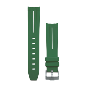 Green white striped Rubber black buckle Watch strap for Omega X Swatch Speedmaster MoonSwatch