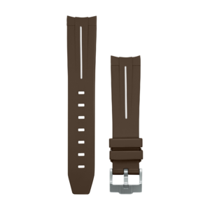 Brown white striped Rubber Watch strap for Omega X Swatch Speedmaster MoonSwatch