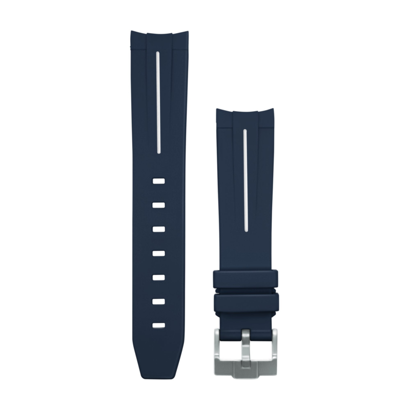 Blauw wit gestreept Rubber zwart gesp Horlogebandje voor Omega X Swatch Speedmaster MoonSwatch