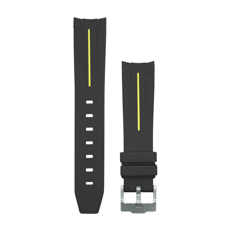 Zwart geel gestreept Rubber zwart gesp Horlogebandje voor Omega X Swatch Speedmaster MoonSwatch