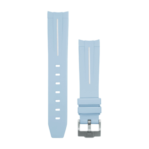 Baby Blue white striped Rubber Watch strap for Omega X Swatch Speedmaster MoonSwatch