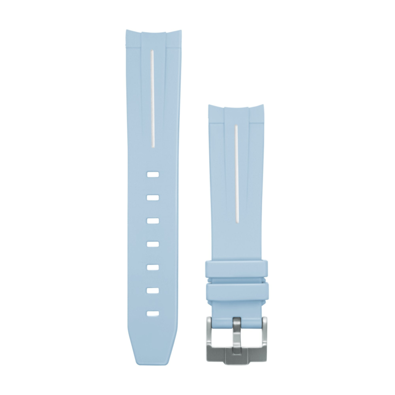 Baby Blauw wit gestreept Rubber horlogebandje voor Omega X Swatch Speedmaster MoonSwatch