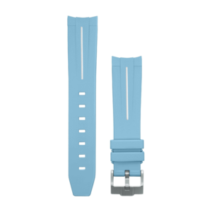 Sky Blue white Striped Rubber Watch strap for Omega X Swatch Speedmaster MoonSwatch