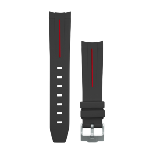Black red striped Rubber black buckle Watch strap for Omega X Swatch Speedmaster MoonSwatch