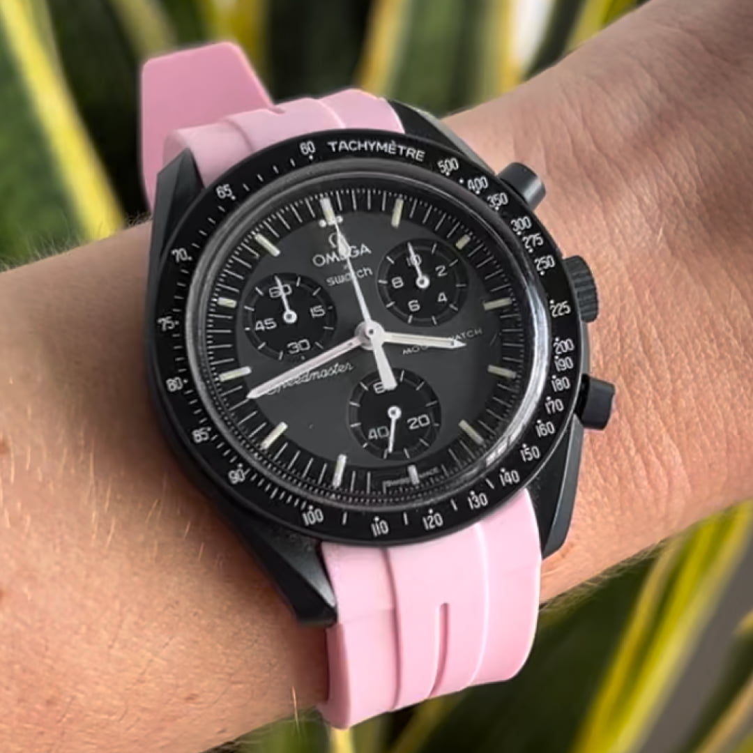 moonswatch mercury with black replacement strap